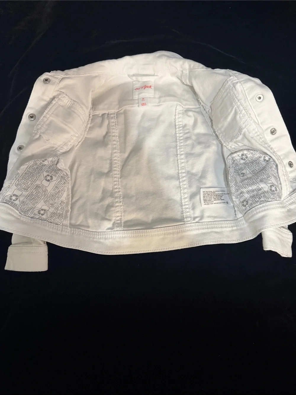 Cat & Jack White Girls Denim Jacket with Metal Buttons